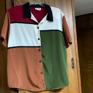 NWOT Beautiful color block button down top